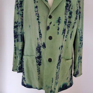 Gianni Versace silk blazer jacket dyed blue black green purple 54 42 44 XL Large